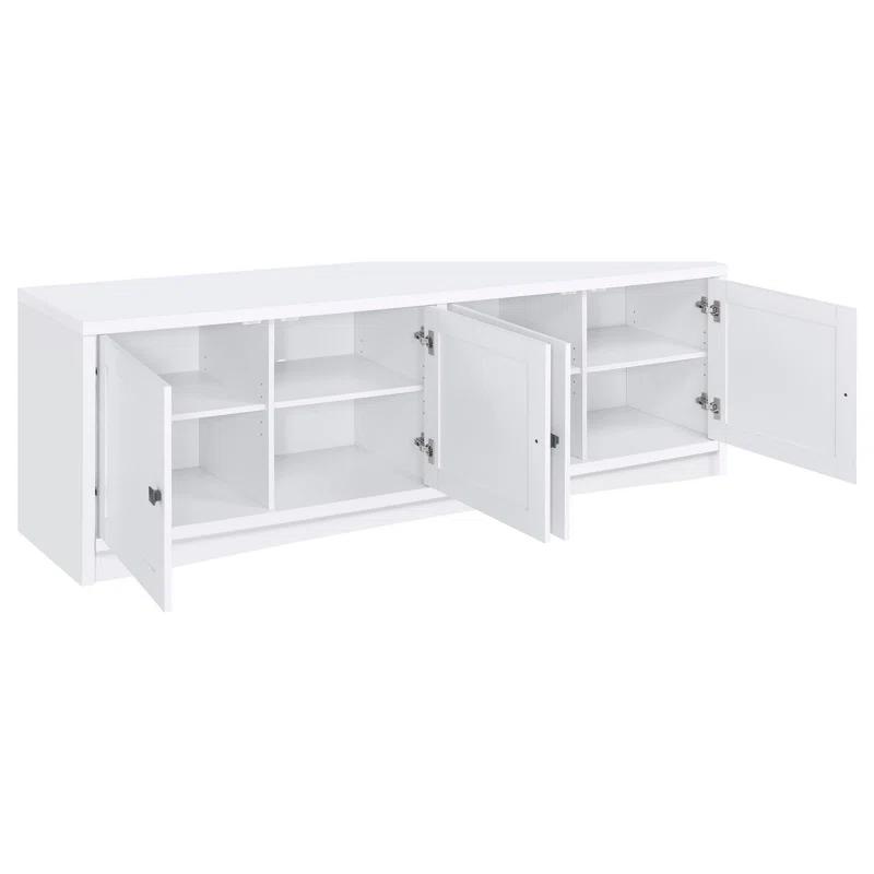 Benjara Donna 3Pc TV Stand Wall Unit With 2 Media Towers, White, 78 Inch