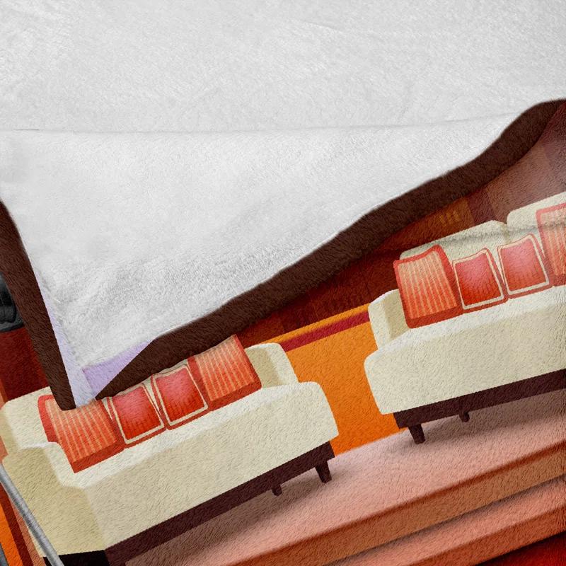 Ambesonne Ambesonne TV Show Fleece Throw Blanket Talk Show Studio Cartoon Multicolor