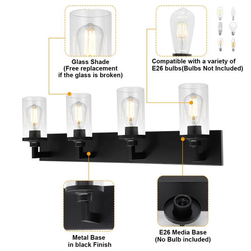 Gracie Oaks Collman 4 - Light Dimmable Vanity Light