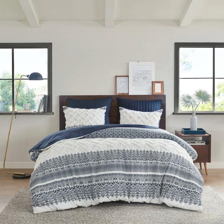 INK+IVY Mila Cotton Duvet Cover Set with Chenille Tufting