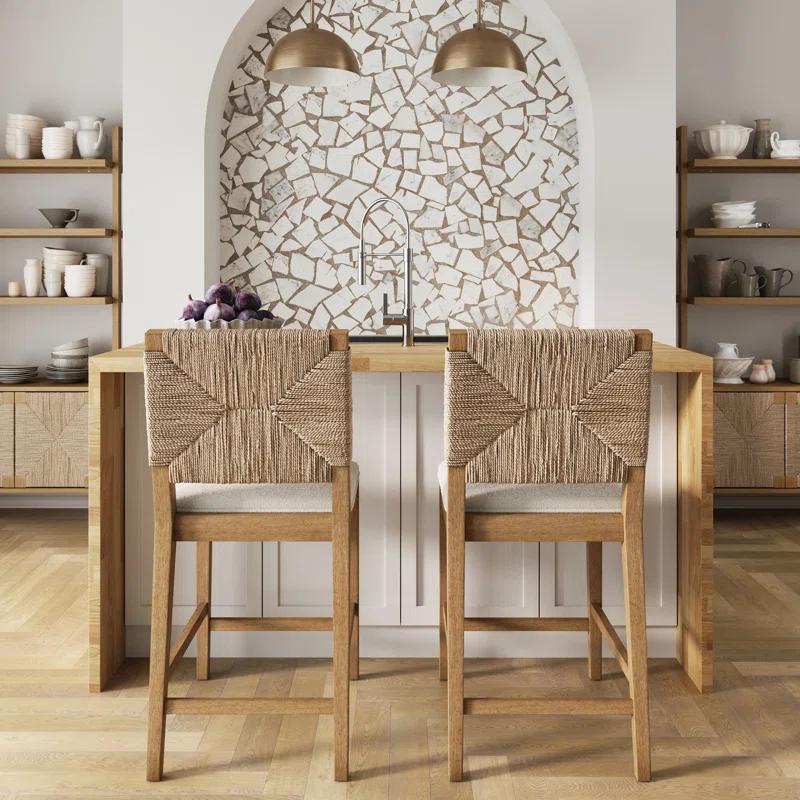 Nathan James Beacon Upholstered Counter Stool with Solid Wood Frame