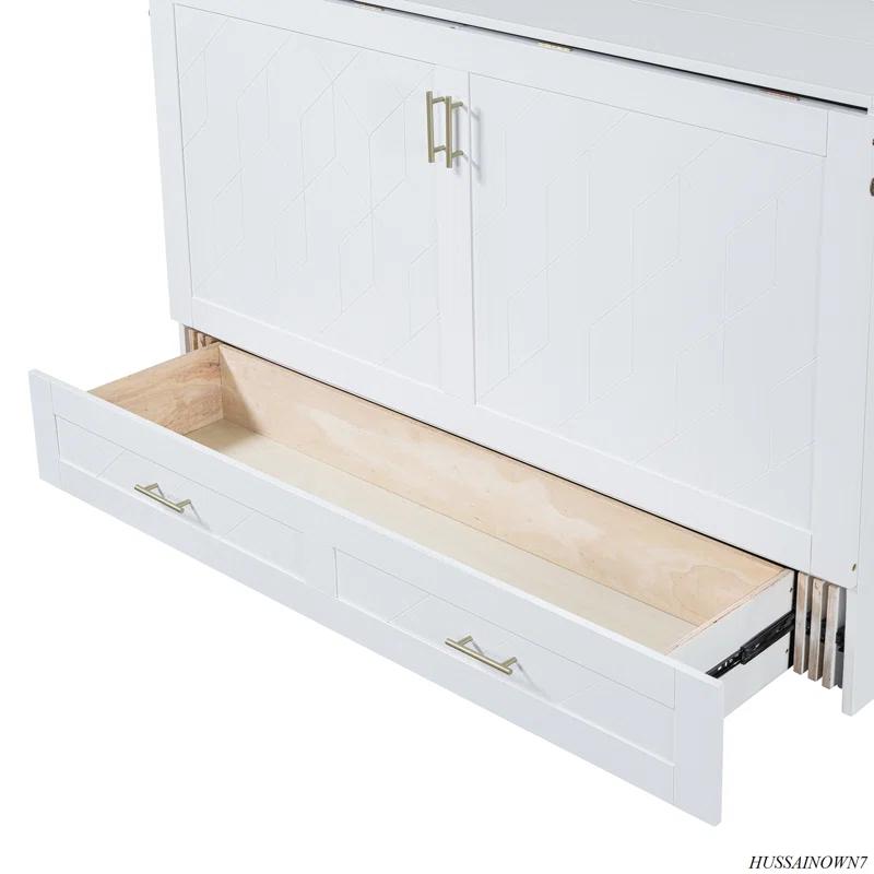 GROUPES Murphy Bed Wall Bed With Drawer And A Set Of Sockets & USB Ports, Pulley Structure Design