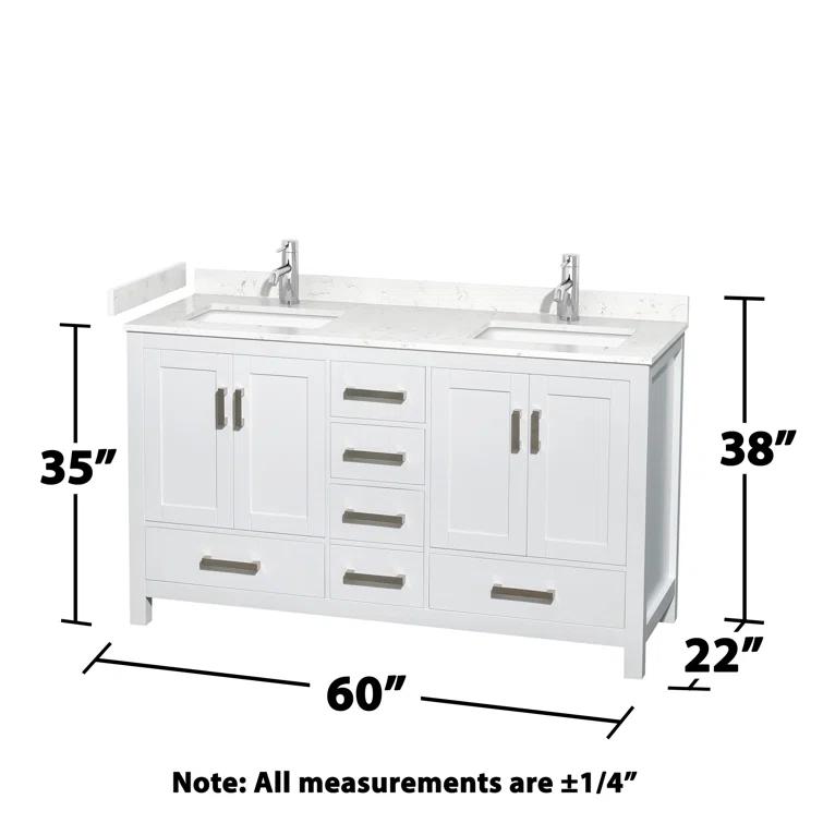 Wyndham Collection Sheffield 60" Freestanding Double Bathroom Vanity with Cultured Marble Top