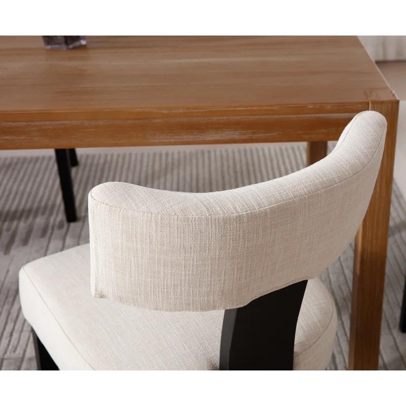 Gracie Oaks Inelda Mid Century Upholstered Dining Chairs Side Chairs Farmhouse Faux Leather Dining Chair with Wood Legs (Set of 2)