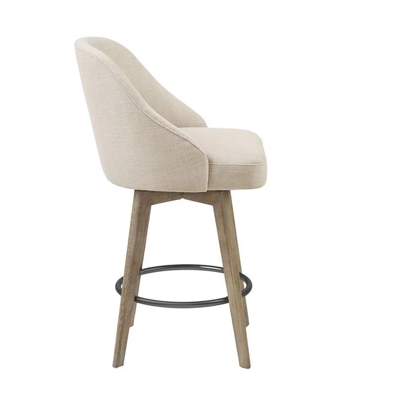 Everly Quinn Stylish Counter Stool With Swivel Seat And Solid Wood Legs