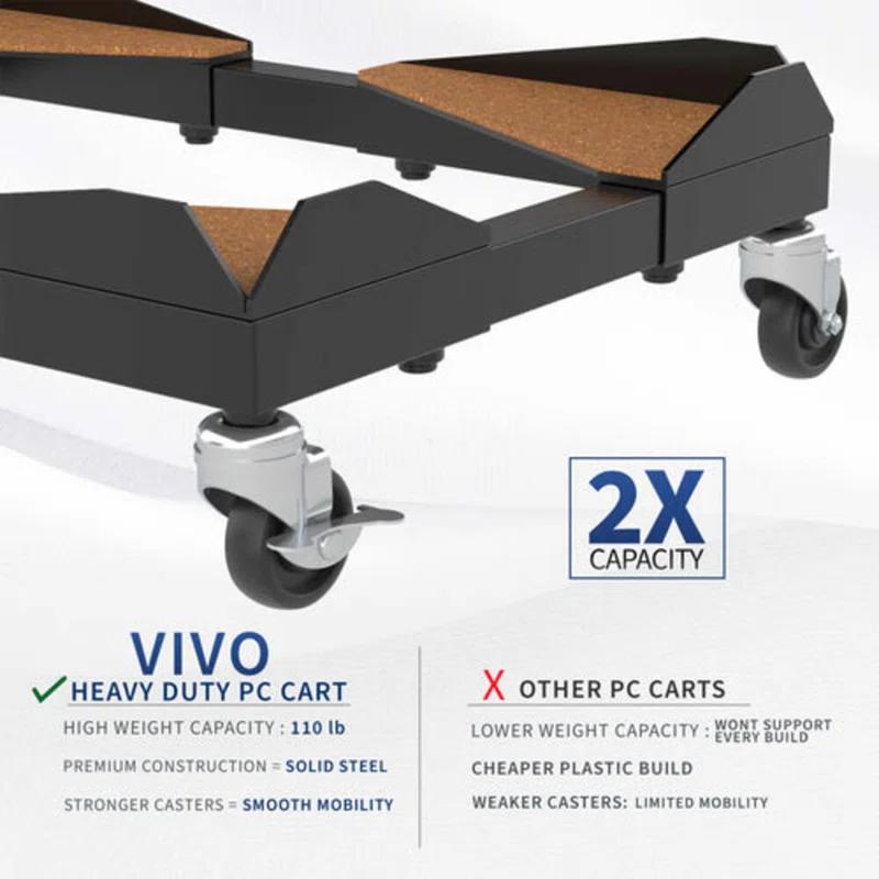 Vivo Vivo Premium Large PC Cart, CPU Rolling Stand, Adjustable Computer Trolley
