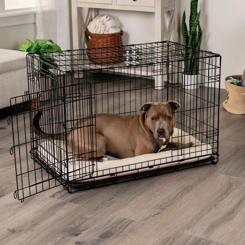 FurHaven Faux Lambswool Crate Bolster Pet Bed