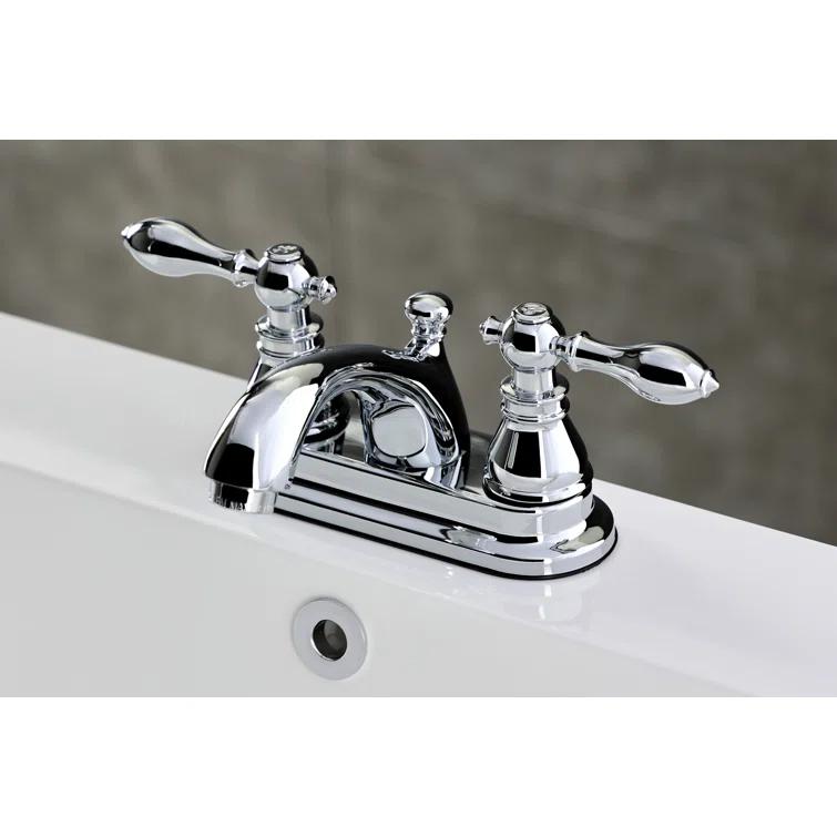 Kingston Brass Kingston Brass American Classic Two-Handle 3-Hole Deck Mount 4" Centerset Bathroom Faucet with Plastic Pop-Up KB2602ACL