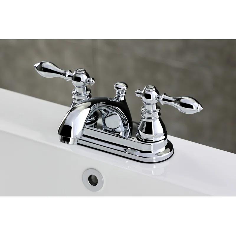 Kingston Brass Kingston Brass American Classic Two-Handle 3-Hole Deck Mount 4" Centerset Bathroom Faucet with Plastic Pop-Up KB2602ACL