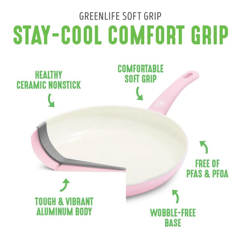 GreenLife GreenLife Soft Grip Healthy Ceramic Nonstick, 5QT Saute Pan Cooker With Helper Handle And Lid