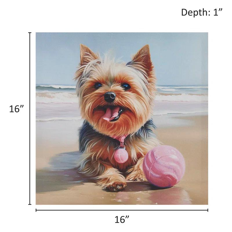 510 Design Beach Dogs Yorkie Canvas Wall Art