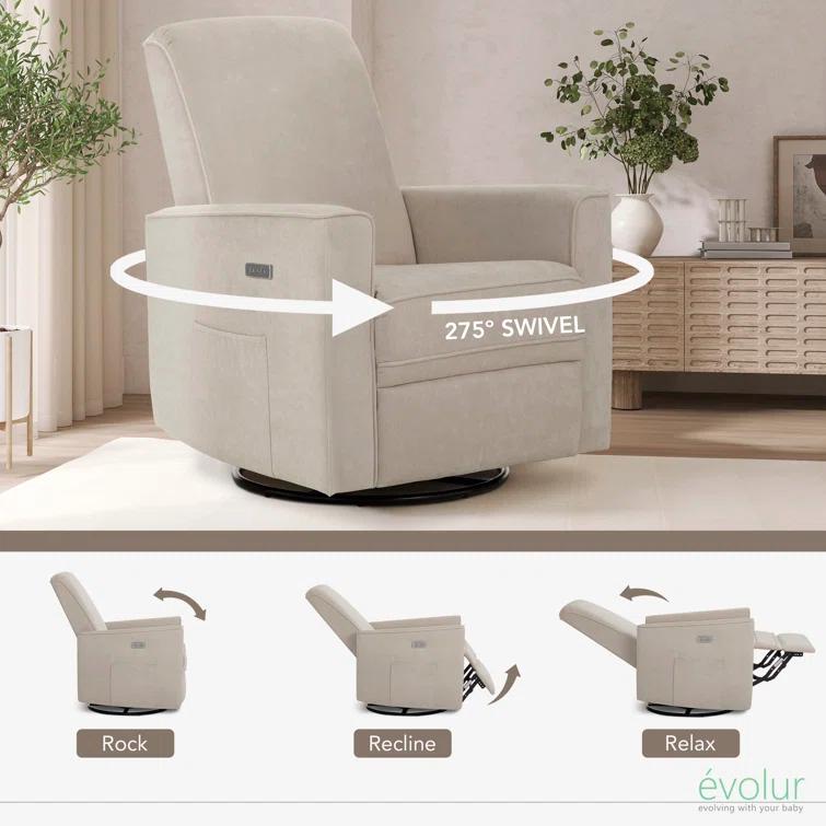 Evolur Greenguard Gold Certified Upholstered Swivel Reclining Glider