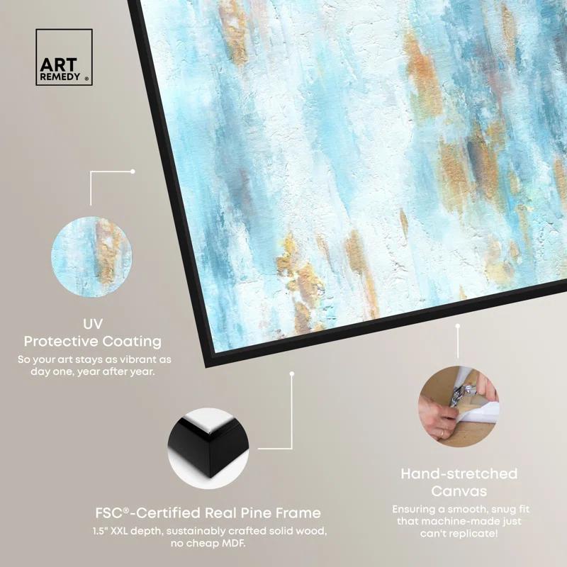 Art Remedy Art Remedy Textured Shades Framed Blue Abstract 1 Piece Canvas Wall Art 57567