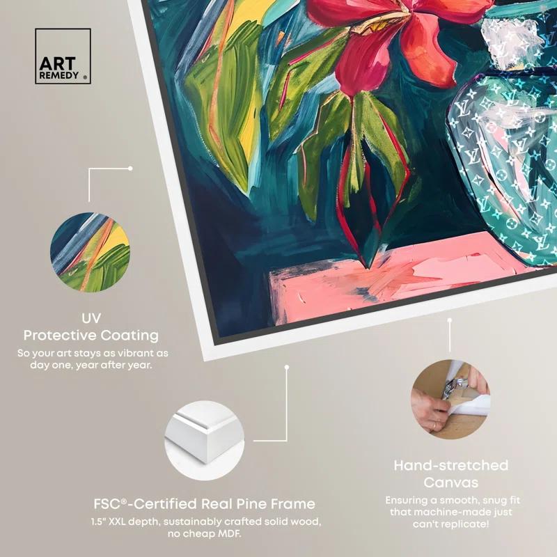 Art Remedy Art Remedy Vase Of Tropical Flowers Framed Flowers In Vase Paintings 55511