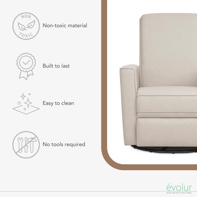Evolur Greenguard Gold Certified Upholstered Swivel Reclining Glider