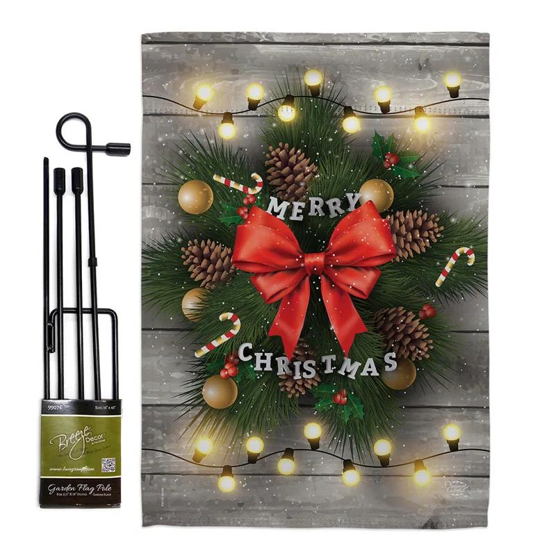 Ornament Collection Double Sided 18.5'' H x 13'' W Polyester Christmas Flag Set
