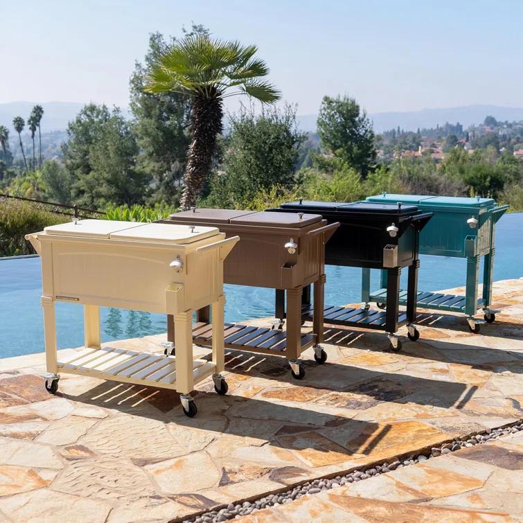 Permasteel 80 Qt. Furniture Style Rolling Patio Cooler