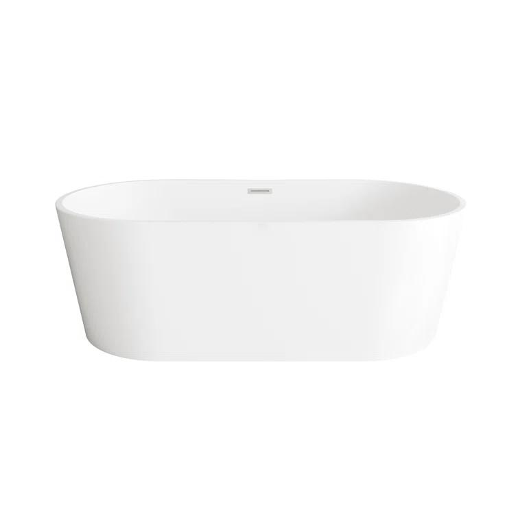 Living District 67 Inch Bathtub in Glossy White with Trim BT30167GW-BNK