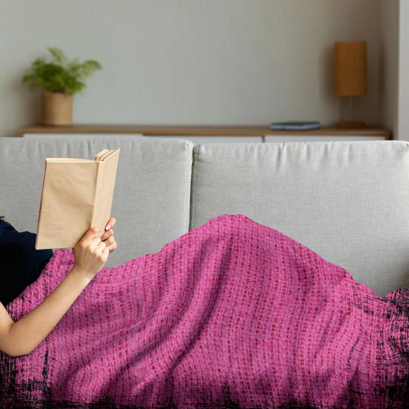 Ambesonne Ambesonne Magenta Fleece Throw Blanket Futuristic Grungy Murky Fuchsia Pink