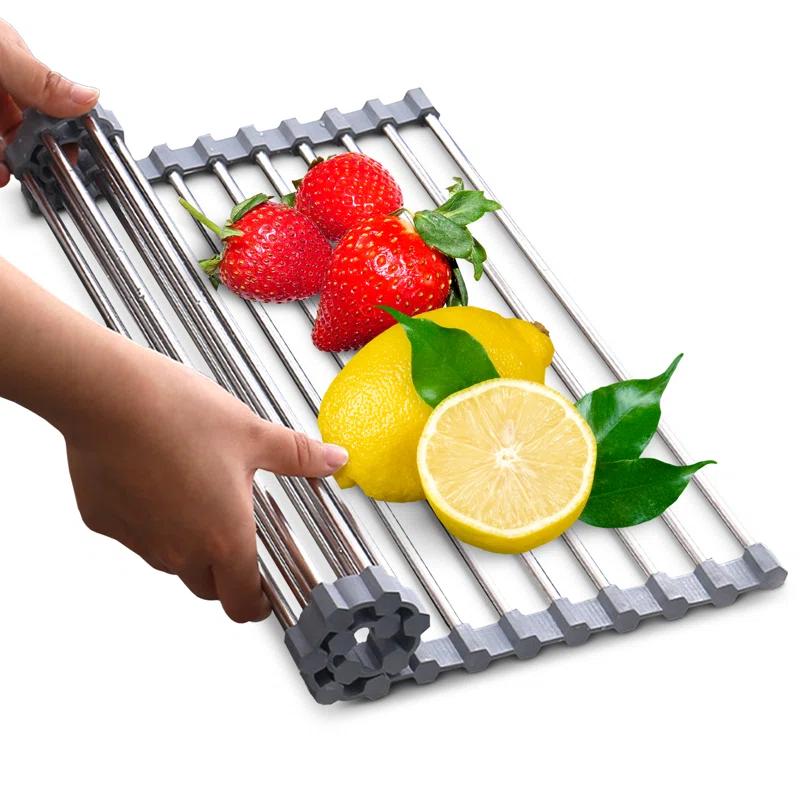 Cheer Collection Adjustable Stainless Steel Over The Sink Dish Rack