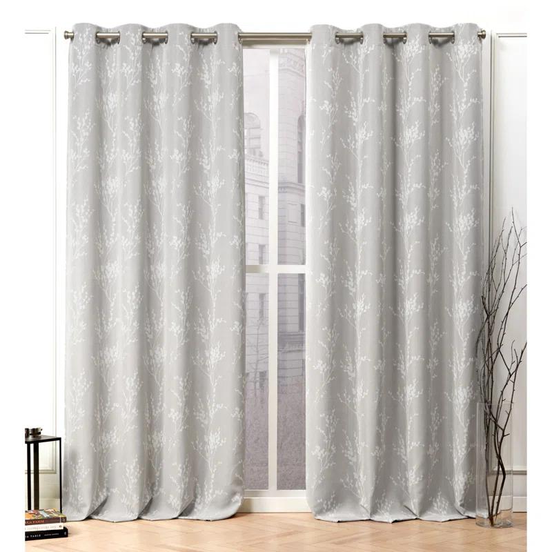 Nicole Miller Nicole Miller Turion Floral Room Darkening Blackout Grommet Top Curtain Panel Pair (Set of 2)