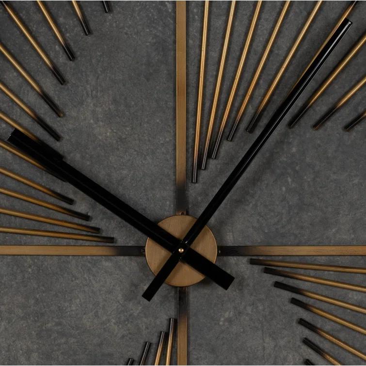 Oversized Aged Bronze and Gray Metal Round Wall Clock