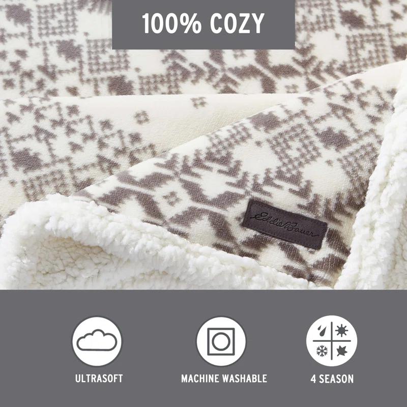 Eddie Bauer Eddie Bauer Printed Plush Fleece/Sherpa Throw Blankets