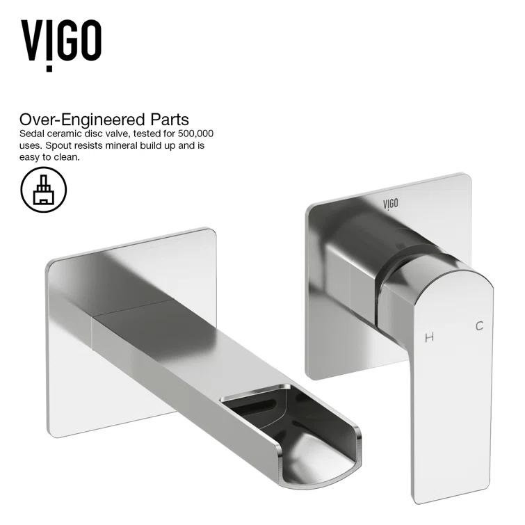 VIGO Atticus 5" H Single Handle WaterSense Wall Mount Bathroom Faucet VG05005CH