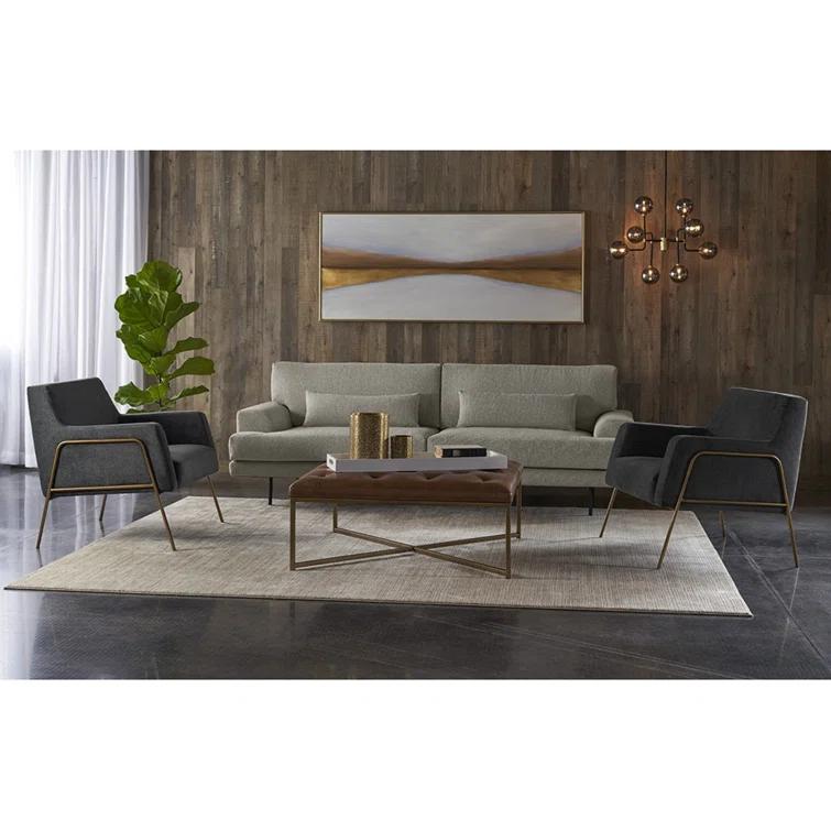 Osa 40" Genuine Leather Tufted Square Cocktail Ottoman