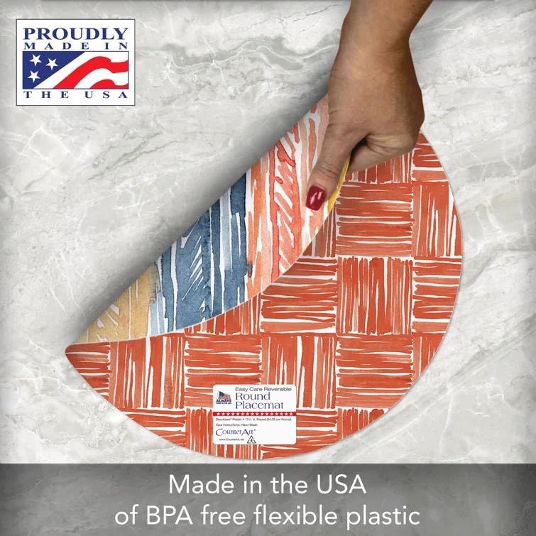 CounterArt Flair Pattern 4 Piece Reversible Round Easy Care Placemats