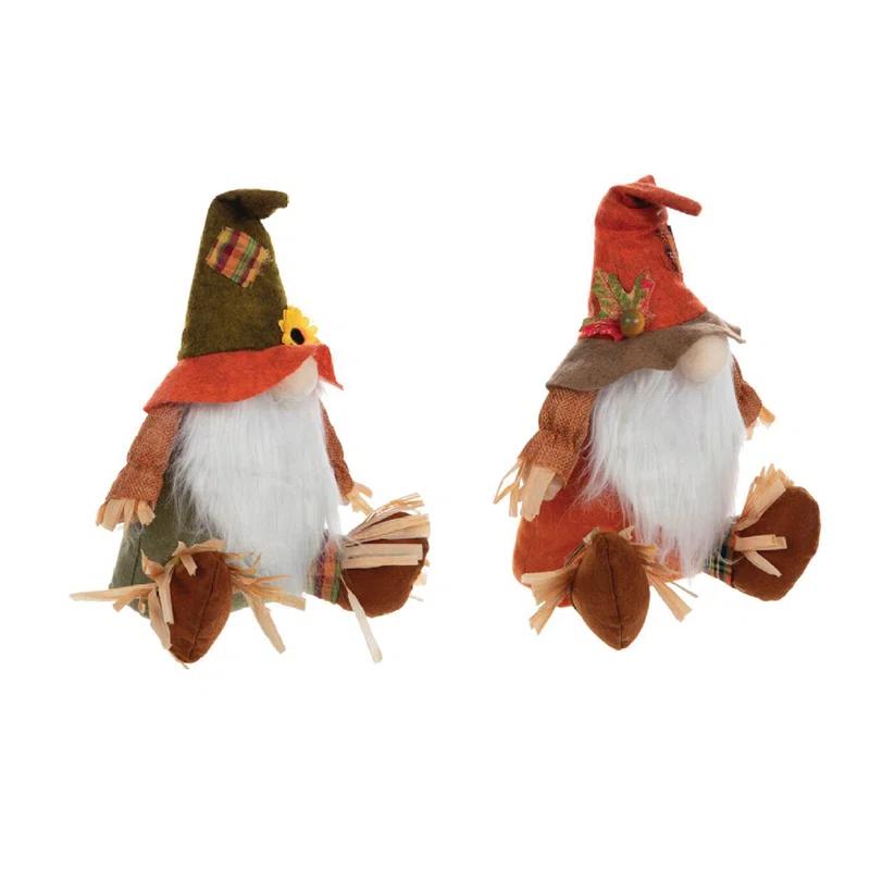 Santa's Workshop 2 Piece Scarecrow Gnomes Set