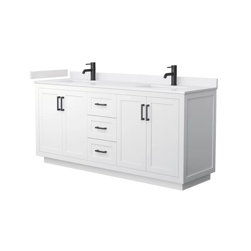 Wyndham Collection Miranda 72" Freestanding Double Bathroom Vanity with Cultured Marble Top
