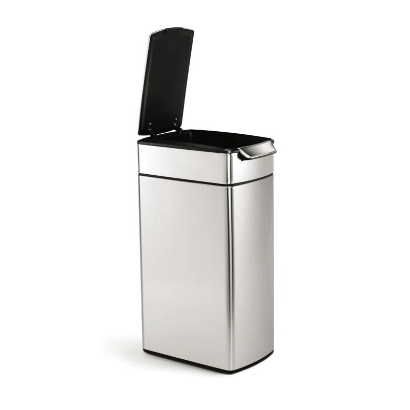 simplehuman 40 Liter / 10.6 Gallon Slim Touch-Bar Kitchen Trash Can, Brushed Stainless Steel