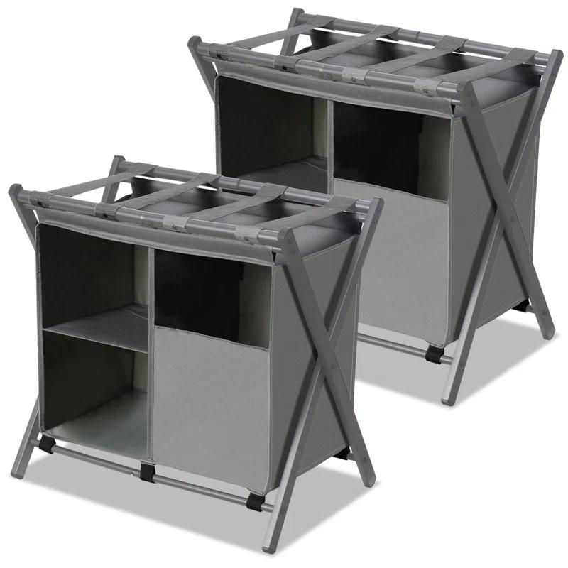 IFBECT Steel folding Luggage Rack with Laundry Bag