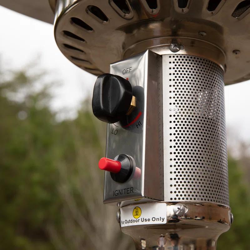 Sol 7.5' Stainless Steel Outdoor Patio 40,000 BTU Propane Heater with Wheels for Commercial & Residential Use