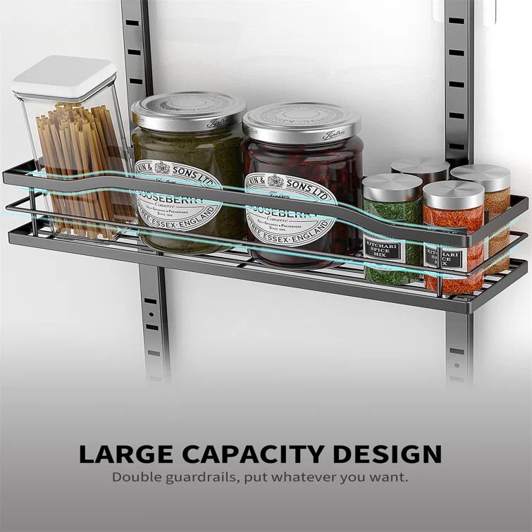 Rebrilliant 9-Tier Over The Door Pantry Organizer, Black Hanging Basket Wall Spice Rack Seasoning Shelves