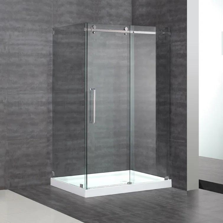 Aston Moselle 44" x 77.5" Rectangular Sliding Shower Enclosure with Base SEN976-TR-CH-48-10-R