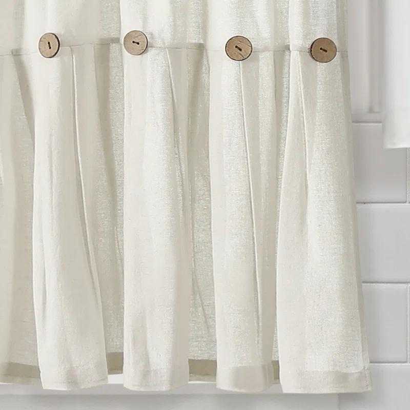 Lush Decor Linen Button Cotton Blend Tailored 29'' W Cafe Curtain (Set of 2)
