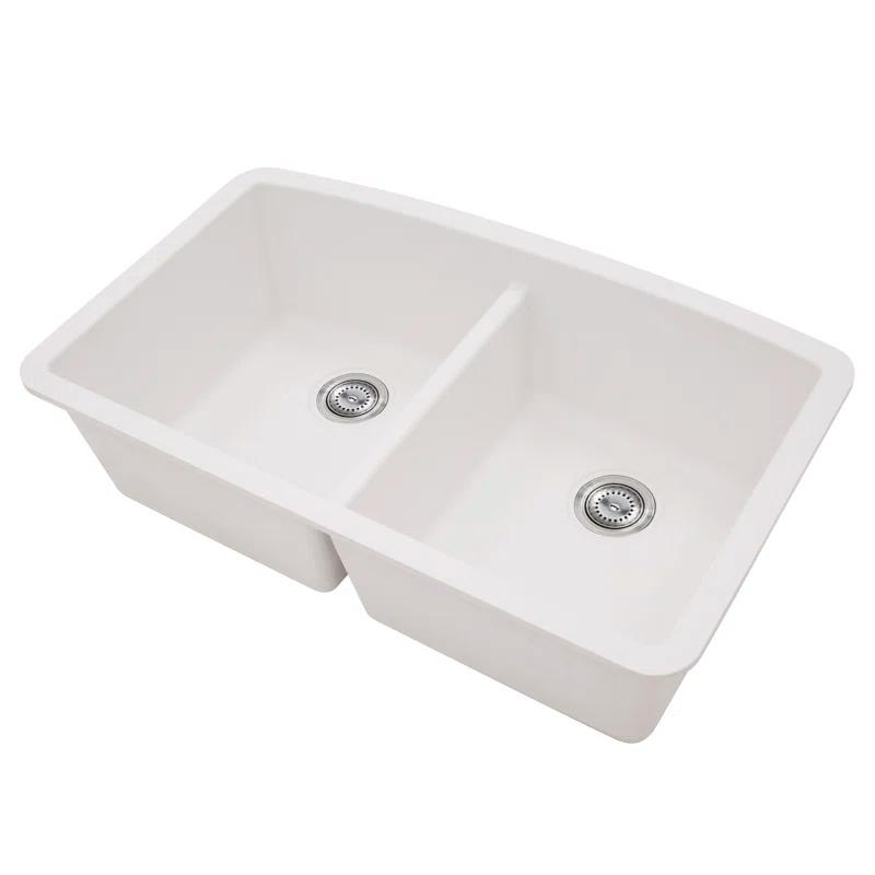 MSI WAY-QTZ-DBSNK-5050-003 Quartz 32"x19" Undermount 50/50 Double Bowl Kitchen Sink