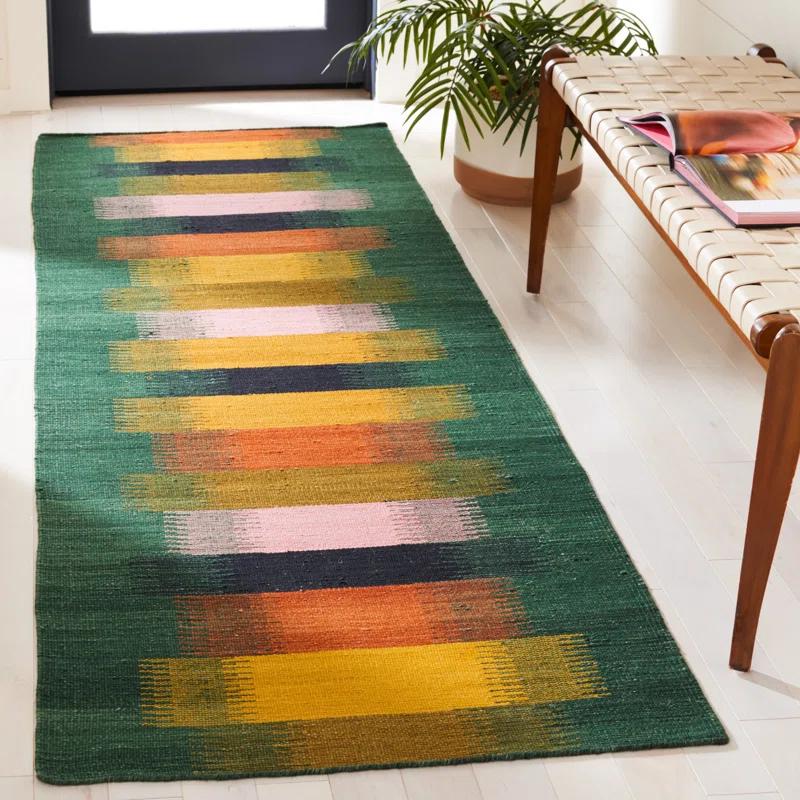 Safavieh Dhurries Flat Weave Wool/Cotton Rug in Yellow/Brown