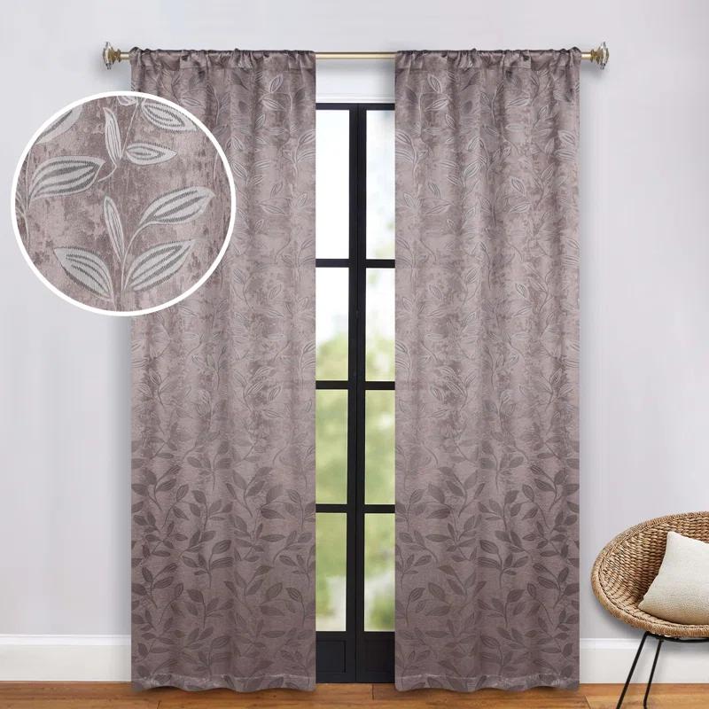 Superior Modern Bohemian Leaves Polyester Machine Washable Room Darkening Blackout Curtains by Superior (Set of 2)