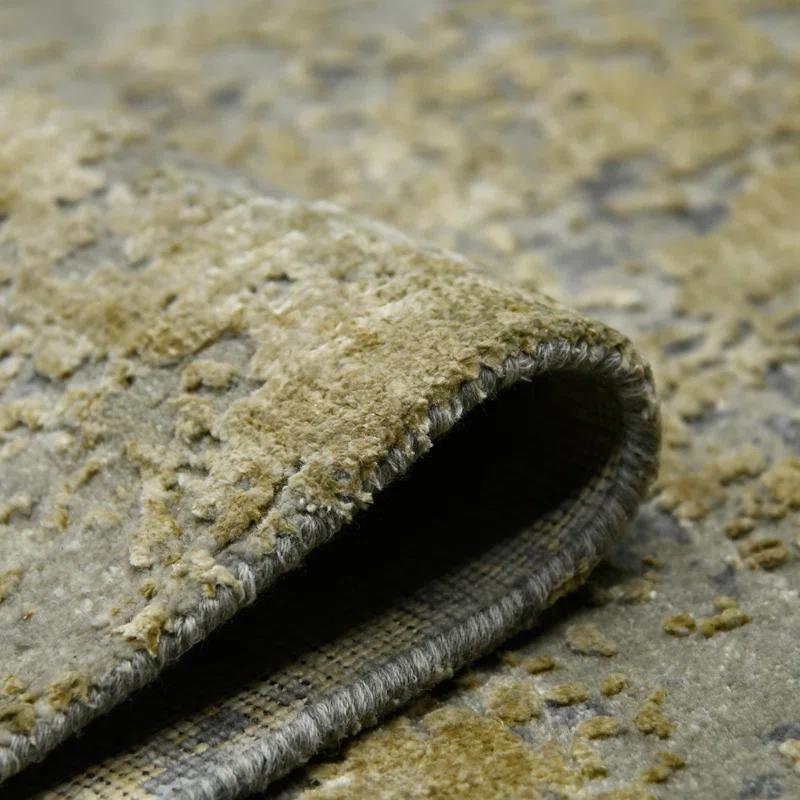 AMER Rugs Mystique Lucci Hand-Knotted Wool/Silk Area Rug in Gold/Gray