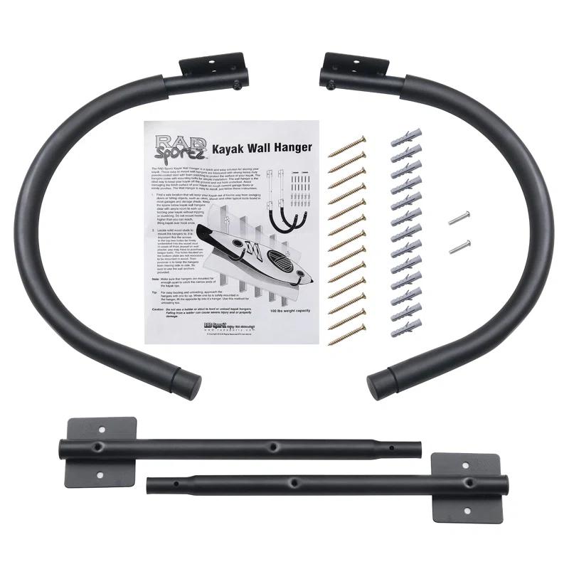 Pentagon Tool Rad Sportz Kayak Storage Rack - 100lb Capacity Kayak Wall Mount Hangers for Paddleboards, Surfboards, or Snowboards - For Garage or Shed 2030 Kayak Wall Hangers