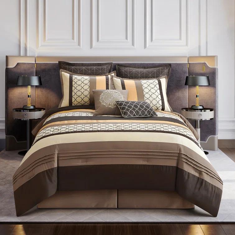 Nanshing America, Inc Avalon Microfiber Modern & Contemporary 8 Piece Comforter Set