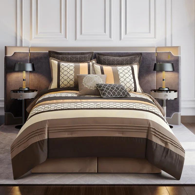 Nanshing America, Inc Avalon Microfiber Modern & Contemporary 8 Piece Comforter Set