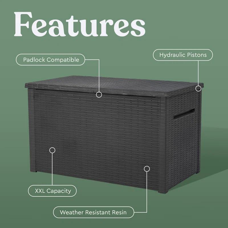 Keter Keter Java 230 Gallon XXL Durable Resin Outdoor Storage and Organization Deck Box Ideal For Garden Patio Furniture and Supplies