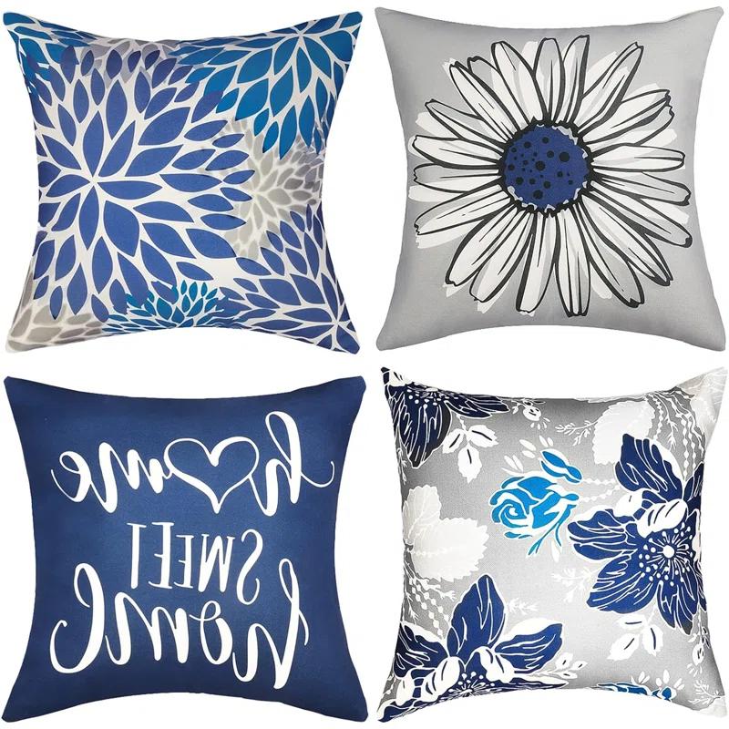 MAXAYA Decorative Throw Pillow Covers Set Of 4 Blue Pillow Covers 18X18...