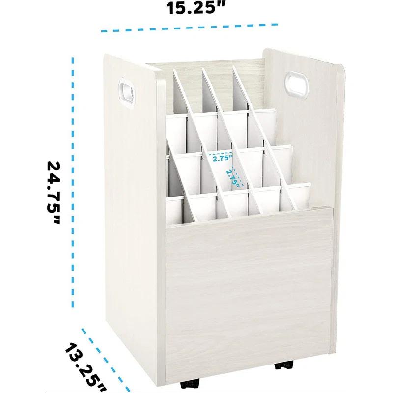 20-Slot Mobile Rolling Wood Blueprint Roll File Large Document Organizer