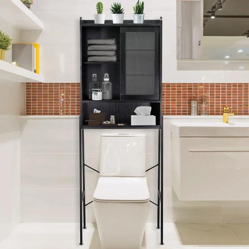 Freestanding Bathroom Toilet Above Storage Cabinet Storage Rack