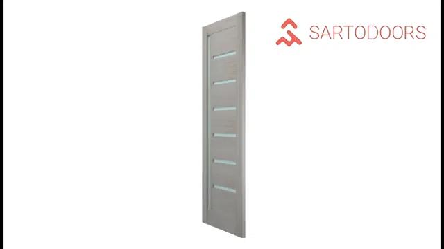 SARTODOORS Quadro Frosted Glass Paneled Manufactured Wood Standard Gray Door Slab